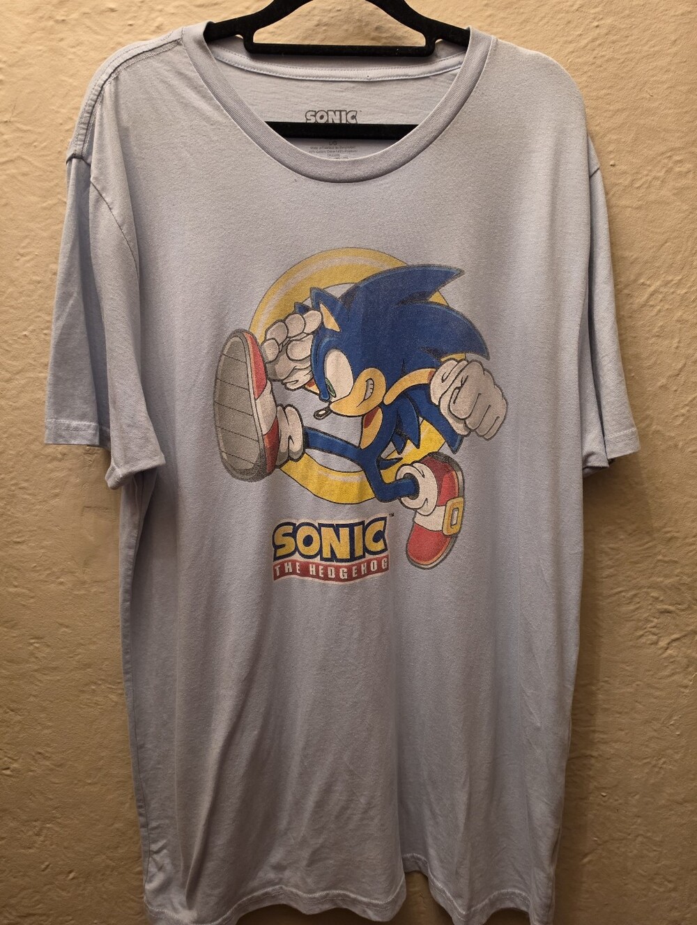 Sonic The Hedgehog Graphic Tee SEGA Blue Gamer T-Shirt L